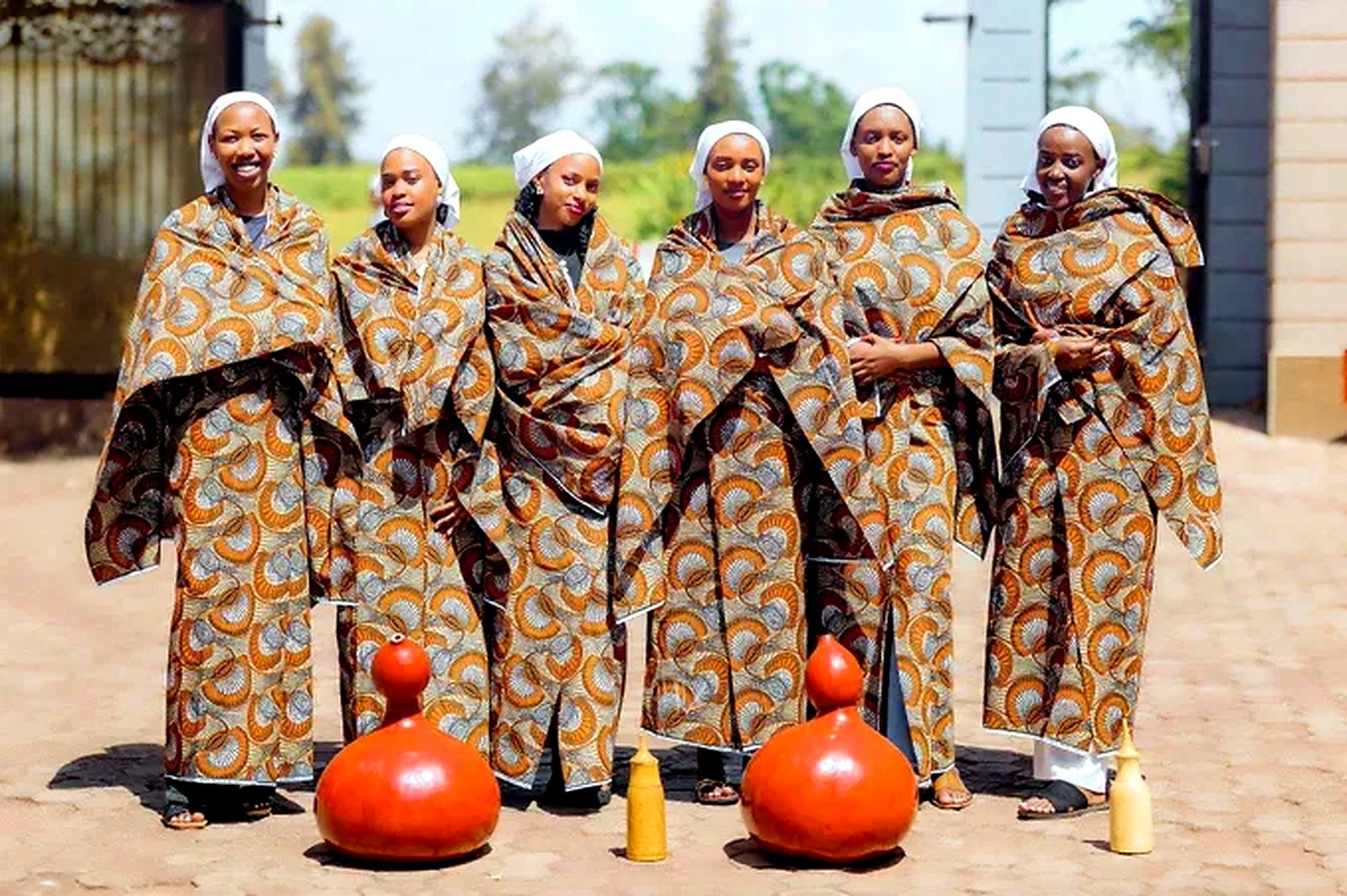 Women of the community in traditional wraps